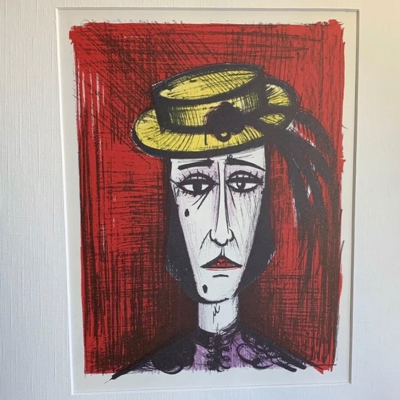 Authentic BERNARD BUFFET 1968 quadricromie matted to 11x14" w COA - Picture 2 of 6